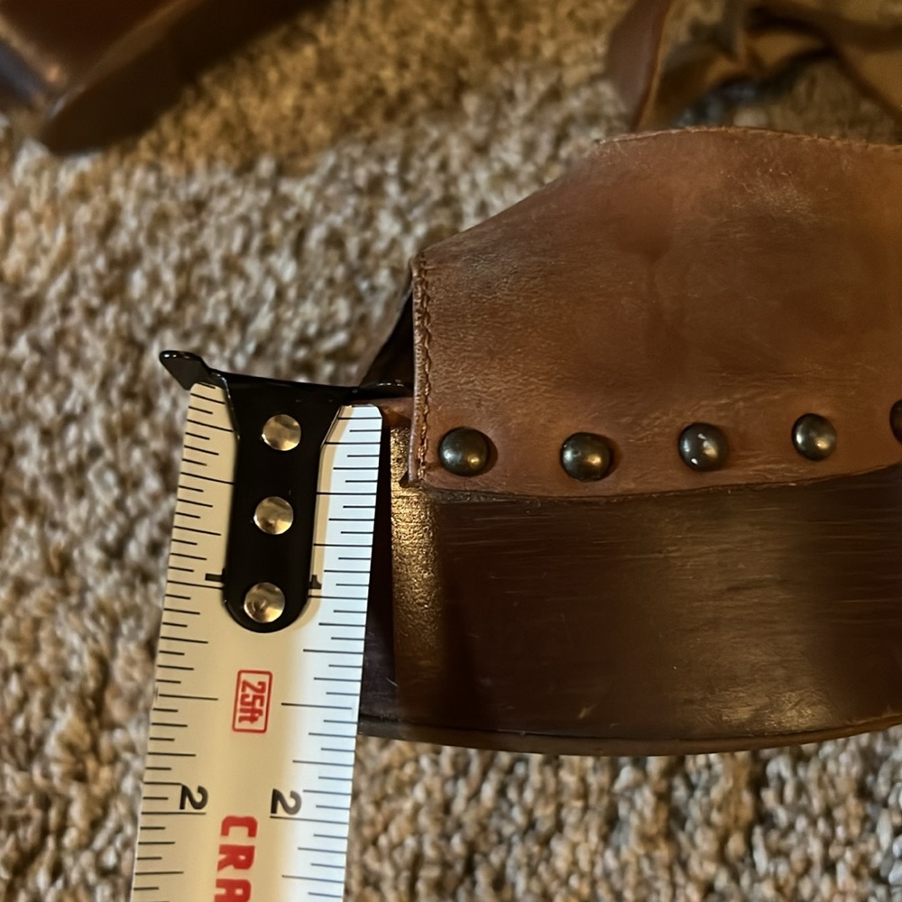 Steve Madden brown wooden platform wedge sandals leather upper style Wachme 8.5 - Picture 14 of 14